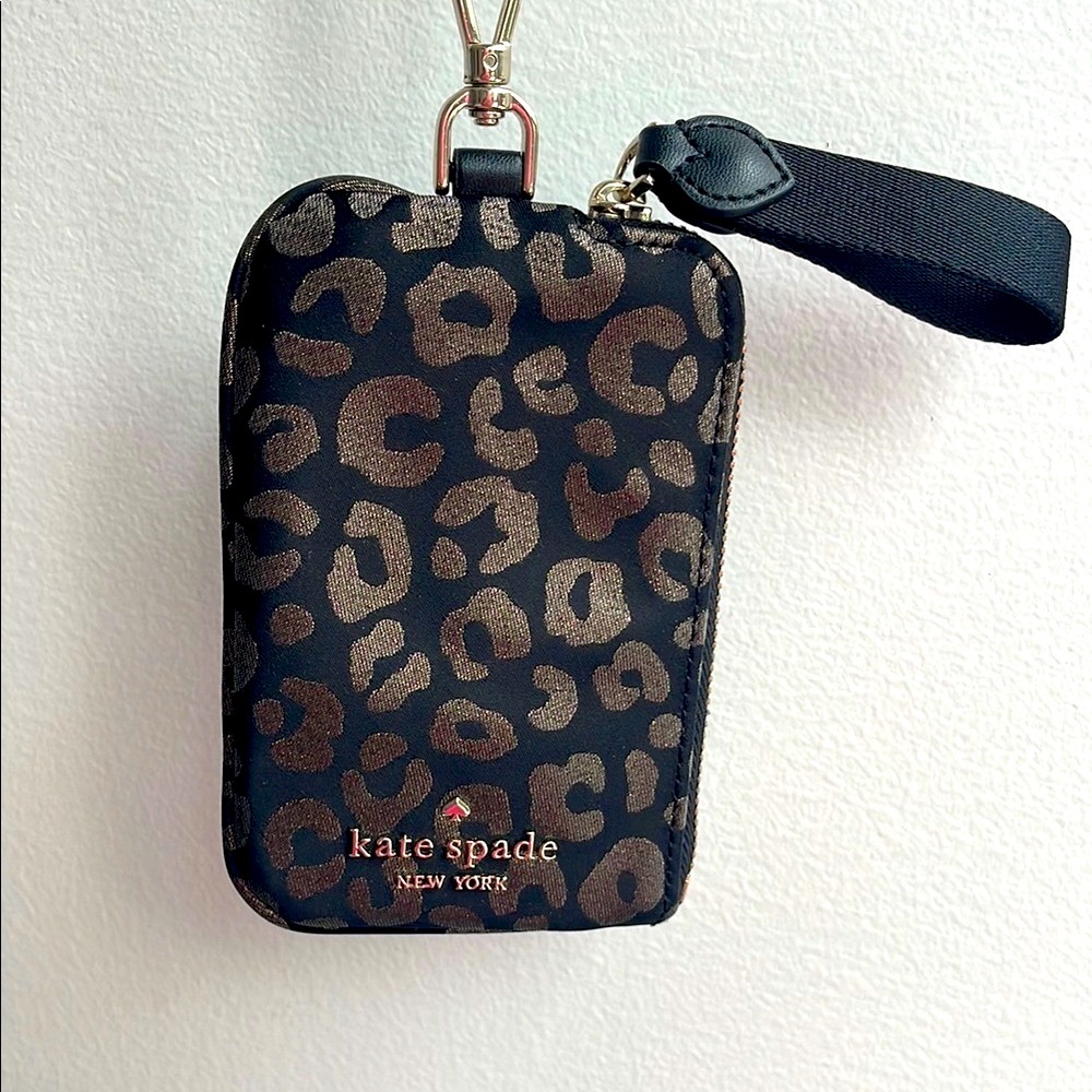 CLEAROUT  Kate Spade Black and Brown Animal Print Card Holder